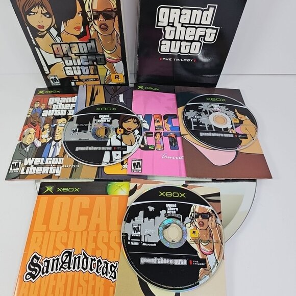 Grand Theft Auto Trilogy (Microsoft Xbox, 2005) 3 Posters Manuals And CDs Tested - Picture 1 of 16